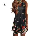 thumbnail image 4 of Women Keyhole Floral Leaves Printed Casual Halter Neck Sleeveless Mini Dress, 4 of 6