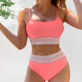 thumbnail image 2 of KIHOUT Bikini Sets Two Piece Sports Swimsuit for Women Ladies Swimsuit Sexy High Waist Solid Color Panel Colorful Bikini Swimsuit Solid Color Backless Split Steel Support Swimsuit Set, 2 of 5