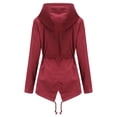 thumbnail image 4 of Women Solid Rain Jacket Outdoor Jackets Waterproof Hooded Raincoat Windproof, 4 of 9