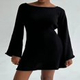thumbnail image 2 of Robe Tricotée Unie pour Femmes avec Style Dos Nu pour Fêtes, 2 of 4