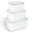 thumbnail image 3 of EASTIN 3pcs Fruit Storage Containers for Fridge  Produce Saver Vegetable Container with Drain Colanders - Refrigerator Organizer for Lettuce Berry Keepers (White), 3 of 11