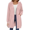 thumbnail image 4 of HAiming Womens over Size Solid Color Long Hoodie Jacket Casual Long Sleeve Drawstring Hooded Sweatshirt, 4 of 9
