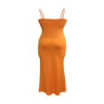 thumbnail image 3 of QJUHUNG Women  Solid Color Long Dress Sexy Bodycon Stretchy Maxi  Lady Spring Fall Summer Spaghetti Strap Dress, 3 of 7