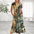 thumbnail image 1 of Robes d'Été Grande Taille pour Femmes 2024 Décontractées à Manches Courtes Col Rond Robe Décontractée Fluide à Étages Maxi Robe de Plage avec Poches Robe Imprimée Économisez jusqu'à 65 % de Rabais!, 1 of 7