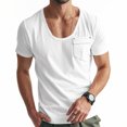 thumbnail image 2 of Plebaso T-Shirts pour Hommes avec Poche Col Ras du Cou Manches Courtes T-Shirt Décontracté Manches Courtes T-Shirts Unis Respirants, 2 of 7