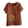 thumbnail image 4 of SMihono Hauts pour Femmes Été Chic Décontracté T-Shirt d'Été pour Femmes Surdimensionné Décontracté Col Rond Manches Courtes Imprimé Floral Chemise Ample Hauts Grande Taille T-Shirt, 4 of 5
