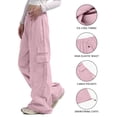 thumbnail image 4 of Timegard Hiking Pants for Women Cargo Pants Wide Leg Elastic Waisted Drawstring Athletic Trousers with Pockets, 4 of 5