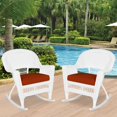 thumbnail image 2 of Jeco Rocker Wicker Chair in White with Red Cushion (Set of 2), 2 of 9