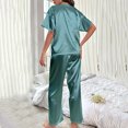 thumbnail image 4 of Ensembles 2 Pcs pour Femmes Été Col Rond Manches Courtes Poche Ajouter Pantalon Pyjama en Soie Glacée Ensembles de Détente d'Été pour Femmes en Liquidation, 4 of 6