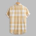 thumbnail image 4 of Weiqiqre T Shirts for Men Color Block Striped Print Short Sleeve Button Up Casual Shirt, 4 of 7
