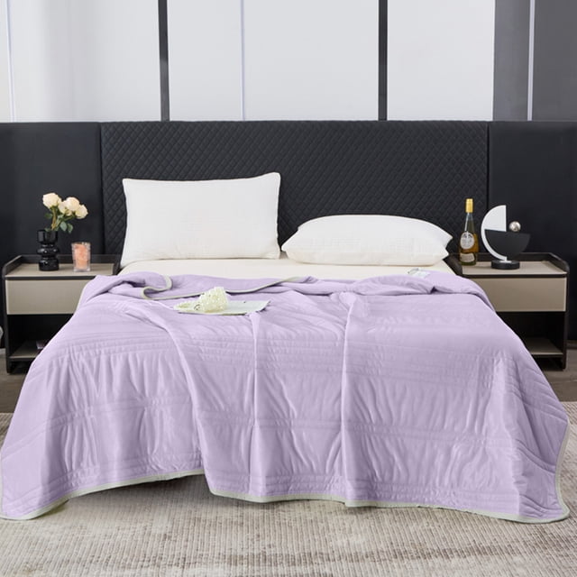 All-Season Double Bed Quilt 60x79 Inches, Soft Polyester Summer Cooler Quilt with Brushed Fiber, Machine Washable, Multiple Colors