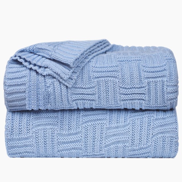 Unique Bargains Soft 100% Cotton Cross Cable Knit Throw Blanket For Sofa Couch Bed Home Bedding