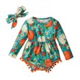 thumbnail image 1 of Combinaison à Manches Longues Citrouille Mignonne pour Bébé Fille avec Pompon + Bandeau Tenue d'Halloween, 1 of 6