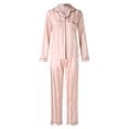 thumbnail image 4 of AherBiu Womens Pajama Sets Long Sleeve Button down Shirts with Pjs Pants Striped Loungewear Set Outfits, 4 of 6