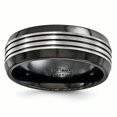 thumbnail image 1 of Edward Mirell Titanium Black Ti Flat Top Beveled Edge 8mm Band Size 11, 1 of 4