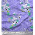 thumbnail image 1 of Soimoi Moss Georgette Fabric Check,Leaves & Cosmos Floral Print Sewing Fabric Yard 42 Inch Wide, 1 of 1