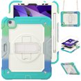 thumbnail image 1 of XYX For iPad Air 5th/4th Generation 10.9 inch 2022/2020 Case, 360 Rotating Shockproof Cover with Stand, Screen Protector, Shoulder Strap, Rainbow Blue, 1 of 7