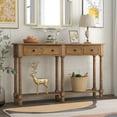thumbnail image 1 of Noble House Table Console Table de Sofa Assemblage Facile avec Deux Tiroirs de Rangement et Tablette Inférieure pour Salon, Entrée, Vieux Pin, 1 of 9
