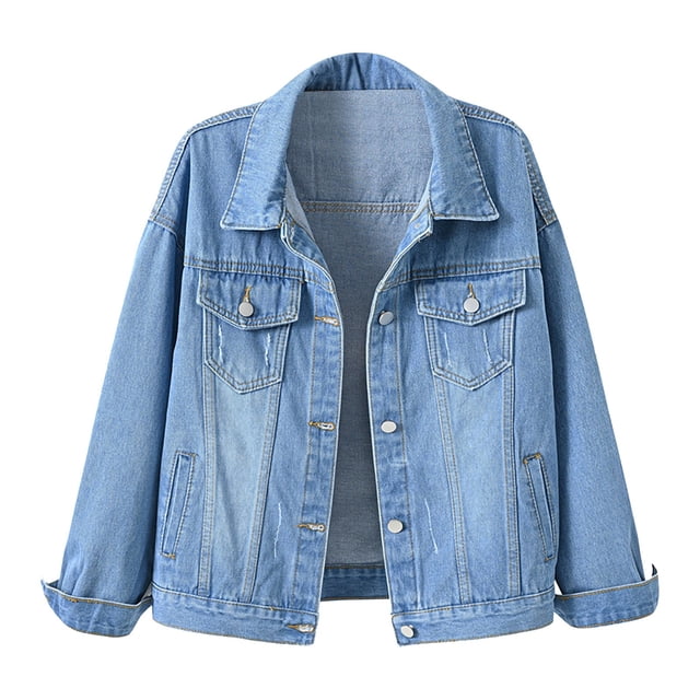 Hontri Vestes en Denim pour Femmes Grande Taille en Solde, Veste en Denim Colorée pour Femmes Grande Taille Courte Ample Haut Violet,Rouge,Bleu,Bleu Foncé