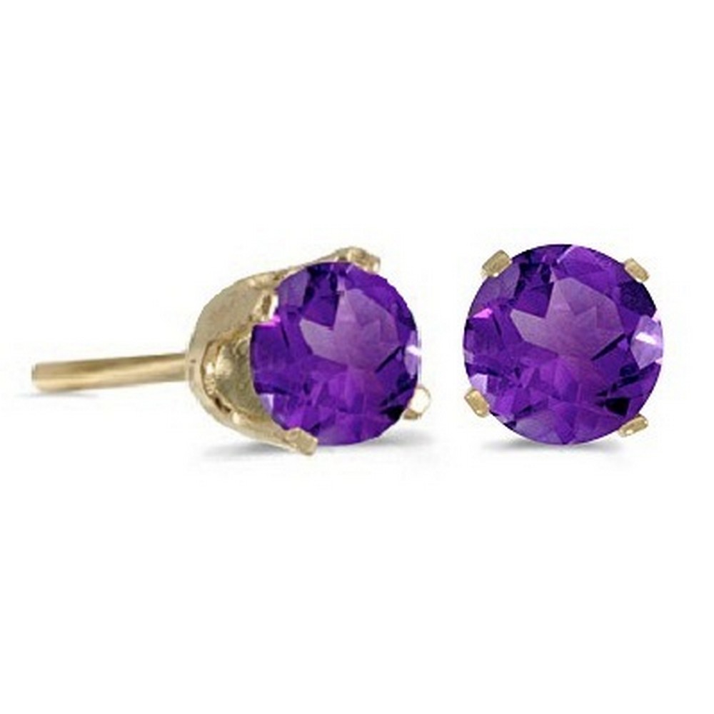 Boucles d'Oreilles Améthyste 0.80ct Pierre de Naissance Février Or Jaune 14k