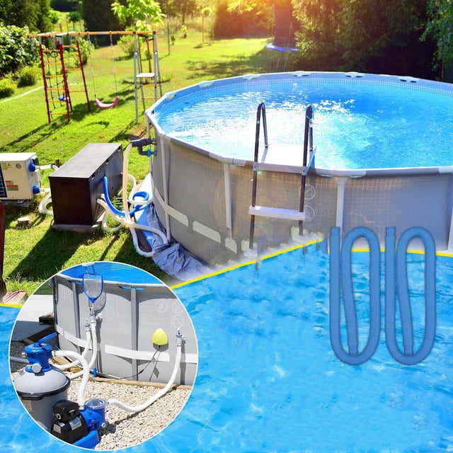 Flexible 1.5m Replacement Pool Hose for Above Ground Pumps - Leak-Proof 32mm Filter Hose with Clips