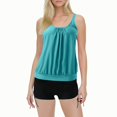 thumbnail image 1 of Womens 2 Piece Swimsuits Solid Color Stylish Ruffle Tankini Tops with Boyshorts Navy Bathing Suits for Women XXL, 1 of 6