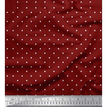 Soimoi Red Heavy Satin Fabric Dots Dots Fabric Prints By Yard 54 Inch Wide