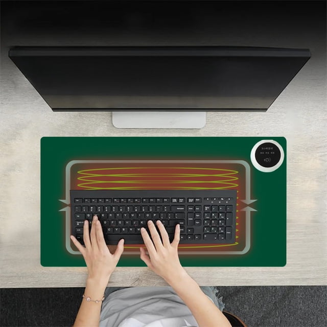 SEMPAI Tapis Chauffant pour Clavier et Souris, Tapis de Bureau Chauffant avec Motif Vert et Éléments Chauffants Visibles. le Tapis Chauffant Électrique pour Souris Couvre une Grande Surface, Sert de Protecteur de Bureau et Procure de la Chaleur avec une Plage de Température de 35 °C à 55 °C. Comprend une Puce Intelligente pour Arrêt Automatique après 3 Heures, Convient au Bureau Ou à la Maison.