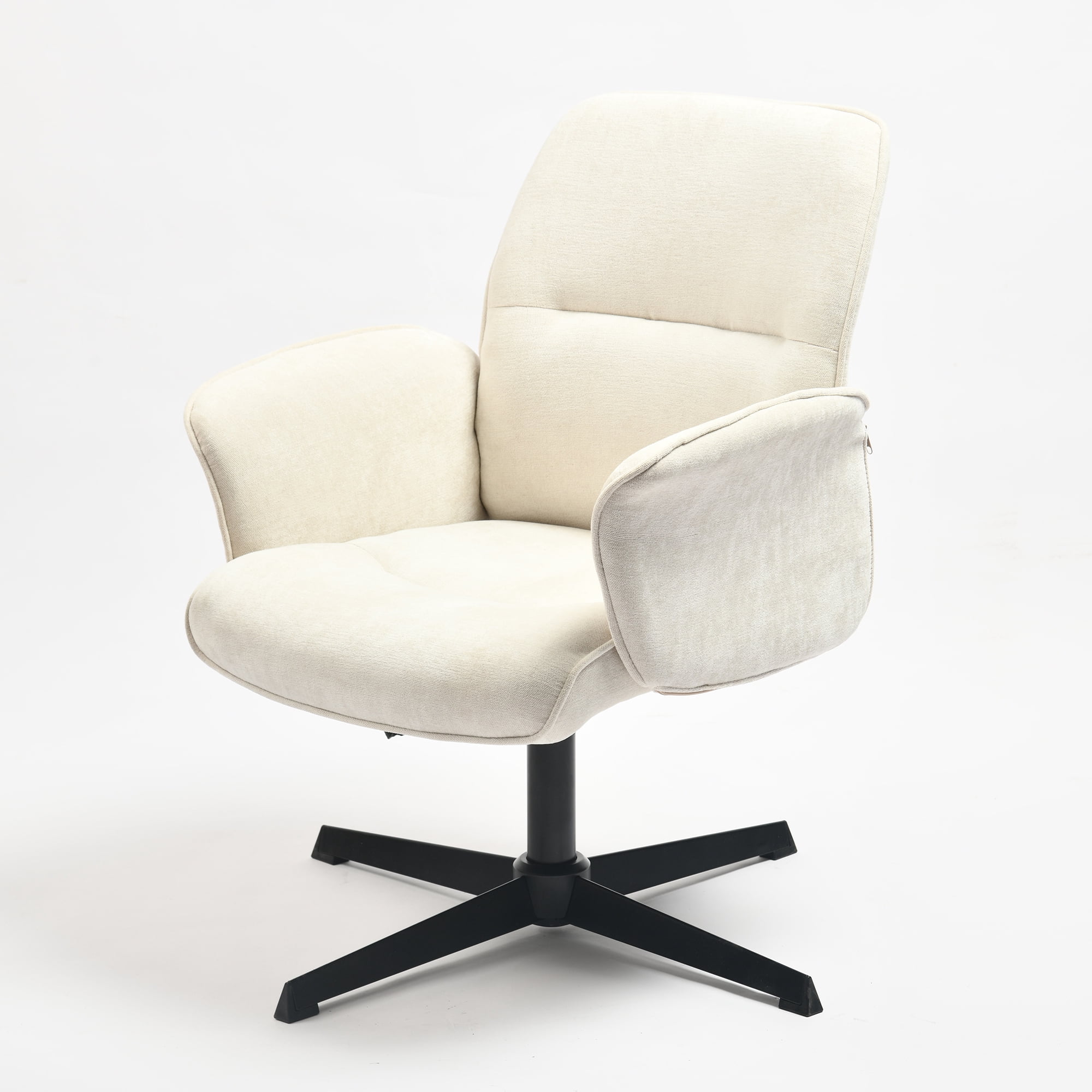 Homy Casa chaise de coiffeuse en chenille crème, pivotante à 360° et réglable avec accoudoirs rembourrés