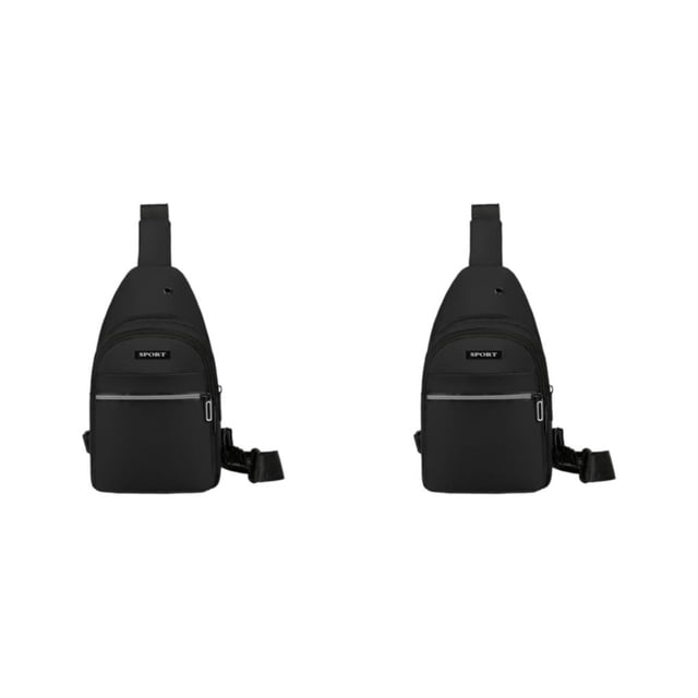 kurtrusly Hands Free No Burden Outdoors Chest Bag Soft Polyster Large Capacity Easy To Carry Chest Bag For Men black 2Set