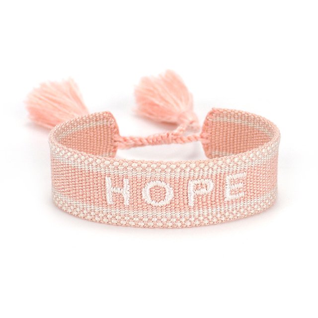 Redempat Polyester Hand Woven Friendship Bracelets With Precision Embroidery Detail Woven Tassels Light pink hope