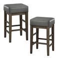 thumbnail image 1 of Lexicon 24 Inch Height Wooden Counter Stool Faux Leather Seat Barstool, Gray, 1 of 3