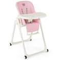 thumbnail image 1 of Babyjoy Chaise Haute pour Bébé 4-en-1 Pliable, Hauteur Réglable, Chaise d'Alimentation avec Roues, Rose, 1 of 6