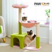 PAWZ Road 35'' Flower Cat Tree with Flower Perch&large Hammock Cat Tree Tower for Kitten Indoor Pink