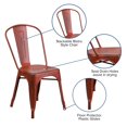 thumbnail image 3 of Bowery Hill Metal Curved Slat Back Dining Side Chair in Distressed Kelly Red, 3 of 7