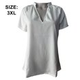 thumbnail image 2 of Chemises pour Femmes Col en V Manches Courtes Hauts en Coton T-Shirt Basique, 2 of 5
