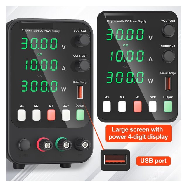 Adjustable DC Power Supply 30V 10A 60V 5A Lab Bench Power Source Stabilized Power Supply Voltage Regulator Switch ,Easy to Use