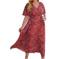 thumbnail image 2 of LSLJS Robe Décontractée Aguichant Mode Été Col en V Manches Courtes Ample Imprimée Grande Taille, 2 of 9