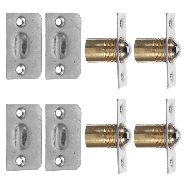 OFFIGAM 4 Ensembles Conception Invisible Loquet à Balle Réglable avec Plaque de Frappe pour Portes de Garde-Robe et de Garde-Manger Argent Plaqué