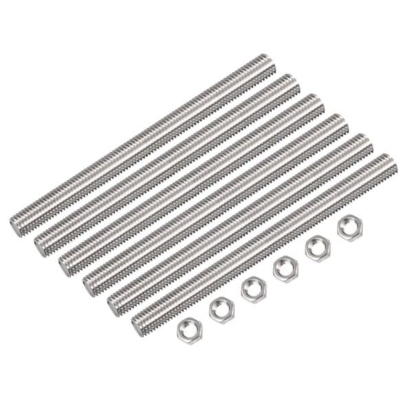 Unique Bargains 24Pack M10 x 250mm Fully Threaded Rod w 24Pack Hex Nuts, 1.5mm Pitch 304 Stainless Steel Right Hand Threaded Rod