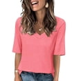 thumbnail image 2 of Timegard Womens Tops V-Neck 1/2 Sleeve Solid Color Basic Tee Shirts Comfy Blouse Casual Tunic Tops, 2 of 6