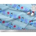 thumbnail image 3 of Soimoi Blue polyester Crepe Fabric Monster Cartoon Printed Craft Fabric by the Yard 42 Inch Wide, 3 of 3