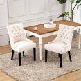 thumbnail image 2 of Costaelm Bellmount Wingback Tufted Dining Chairs, Modern, Dining Room, Linen, Beige (Set of 2), 2 of 8