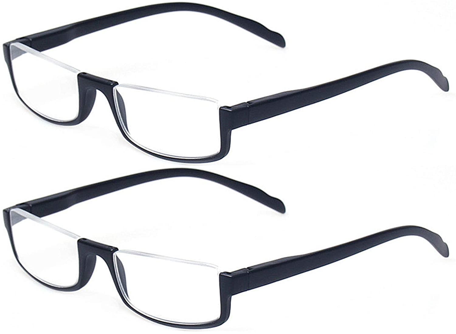 EcoNesxp Spring hinged men's and women's rear frame half-moon shaped reading glasses 2 pairs