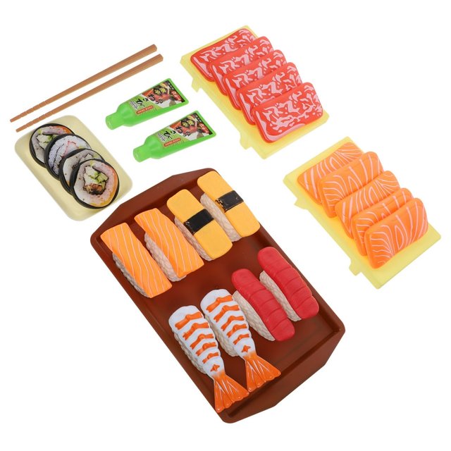 CUITING Ensemble de Jeu d'Imitation de Restaurant de Sushi 37 Pcs Jouet de Nourriture Factice pour Enfants Jouet de Sushi de Simulation