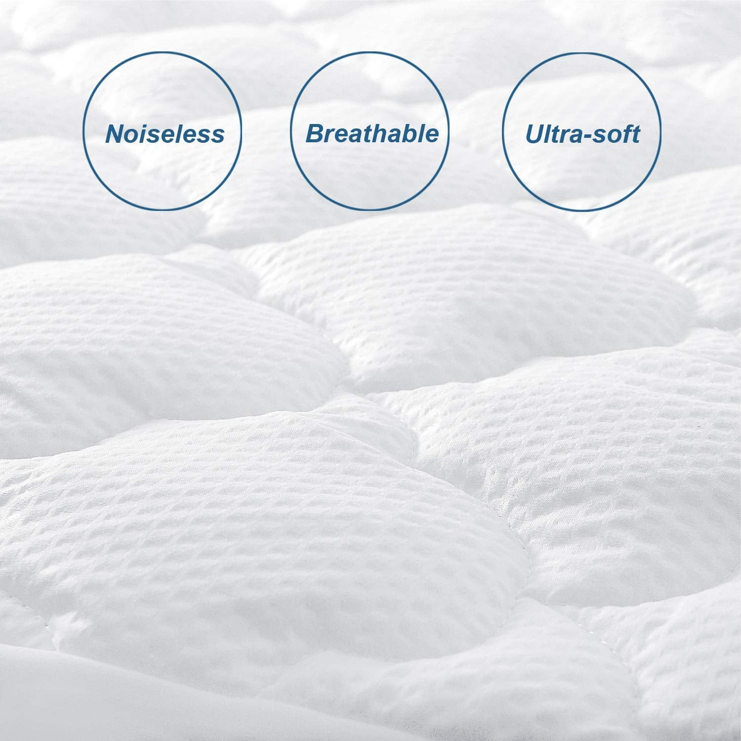 King Size Air Mattress Cover, Thick Quilted Mattress Topper King, Super Soft Breathable and Noiseless Down Alternative Fiber Pillow Top Mattress Pad with Deep Pocket Fit