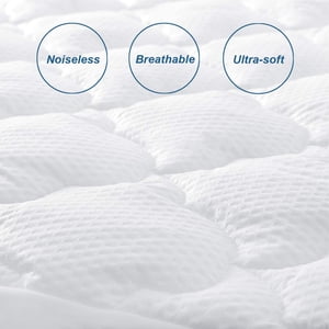King Taille Air Couverture de matelas, matelas épais et matelassé Topper King, super doux respirant et sans bruit vers le bas Oreiller de fibre alternative haut de matelas avec la poche profonde Fit