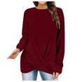 thumbnail image 1 of Yuyuzo Tunique Ou Hauts à Porter avec des Leggings pour Femmes, T-Shirts Décontractés à Manches Longues à Col Rond, T-Shirt Torsadé à l'Avant, Blouse, 1 of 5