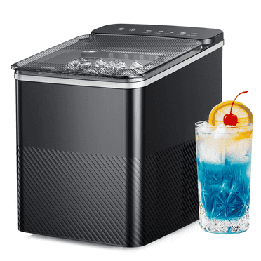 Simzlife Machine à Glaçons de Comptoir, 9 Cubes Prêts en 6 Min, 26 Lb en 24 H, Machine à Glaçons Autonettoyante avec Pelle à Glace et Panier, 2 Tailles de Glaçons en Balles pour la Maison, la Cuisine, le Bureau, le Bar et les Fêtes