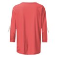 thumbnail image 4 of Lcziwo 3/4 T-Shirt de Noël à Manches pour Femmes, Mode Décontractée Automne Printemps 2025, Hauts à Col Rond, Blouse des Fêtes de Noël, Joli Nœud sur Imprimé, Hauts Rouge Melon D\'eau, TG, 4 of 5